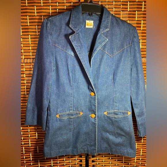 Wrangler Jackets & Blazers - Vintage Wrangler Maverick Denim Blazer USA Made Western Jacket Size 14